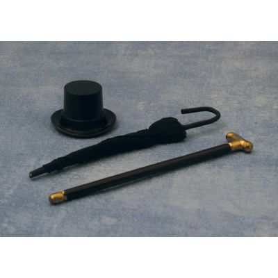 Hat, Cane and Umbrella set