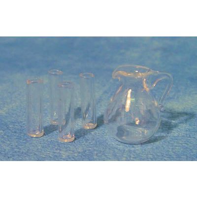 Glass Pitcher & 4 Glasses