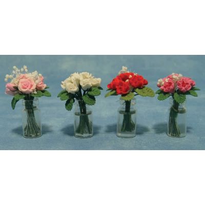 Roses in Glass Vase 4asst (price each)