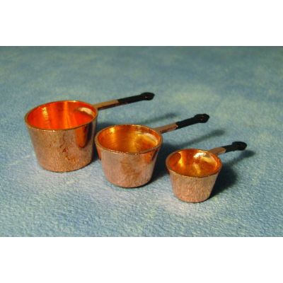 Set of 3 Copper Cooking Pots