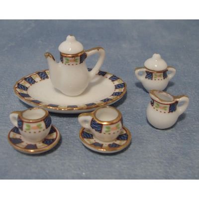 Oval Dark Blue Teaset