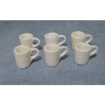 Set of 6 White Moden Mugs