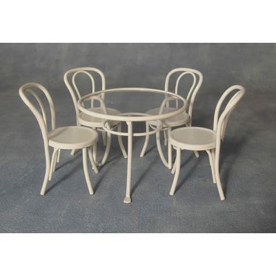 White Metal Table and Chair Set