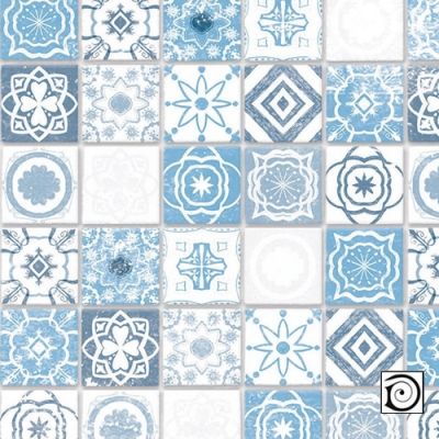 Mediterranean Antique Azure Tiles,  Embossed A3 card                