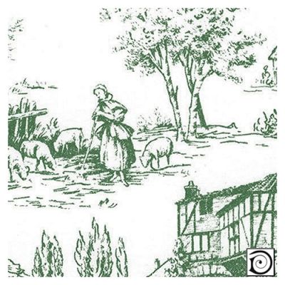 Toile de Jouy Green Wallpaper